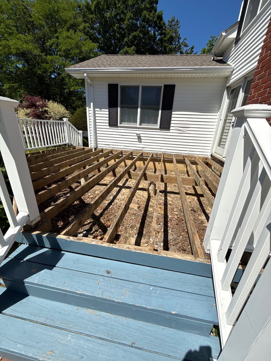 Deck stripped down to its joists